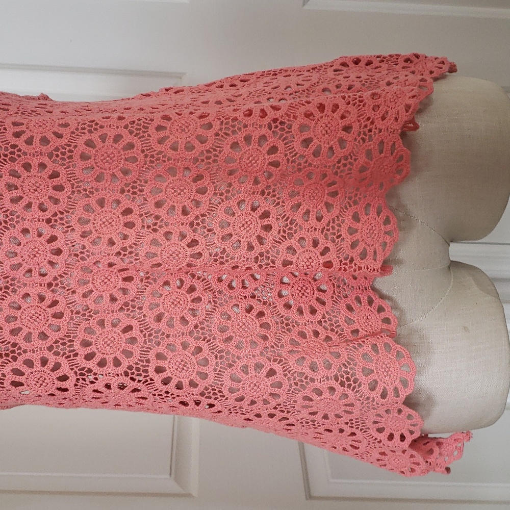Urban Outfitters PINS & NEEDLES Coral Peach Crochet Sleeveless Top Boho - Picture 10 of 10